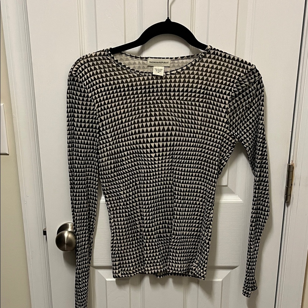 Banana Republic Black and Tan Geometric Blouse